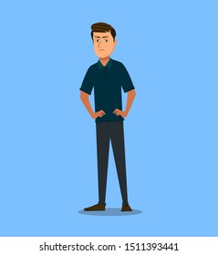 Anger. The evil man expresses his negative emotions. Vector illustration in cartoon style