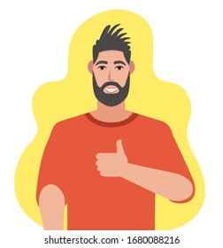 Anger. The evil man expresses his negative emotions. Vector illustration in cartoon style.