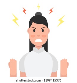 Anger. The evil woman expresses his negative emotions. Vector illustration.