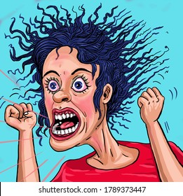 Anger and frustrated shouting woman 