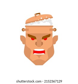 Anger Head Boiling Pot Isolated. Rage Face Pot Is Boiling. Vector Illustration