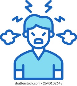Anger Icon Blue Vector Illustration