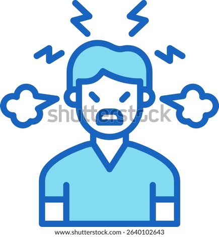 Anger Icon Blue Vector Illustration