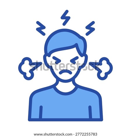 Anger Icon Blue Vector Illustration