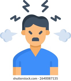 Anger Icon Flat Vector Illustration