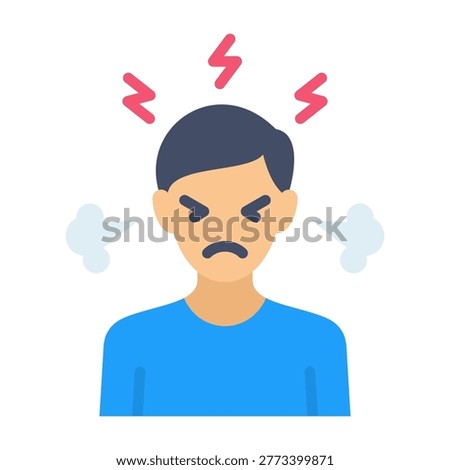 Anger Icon Flat Vector Illustration