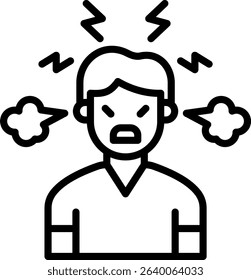 Anger Icon Line Vector Illustration