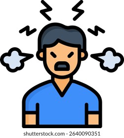 Anger Icon Lineal Color Vector Illustration