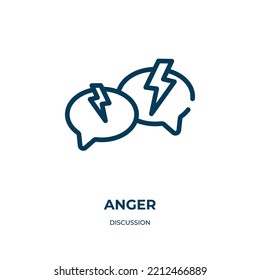 Anger icon. Linear vector illustration from discussion collection. Outline anger icon vector. Thin line symbol for use on web and mobile apps, logo, print media.