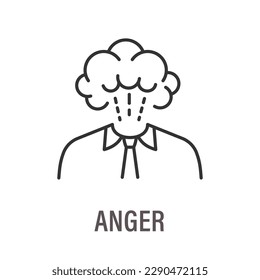 Anger icon. Symbol of stress, anxiety, headache. Vector illustration. Editable stroke.