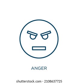 anger icon. Thin linear anger outline icon isolated on white background. Line vector anger sign, symbol for web and mobile