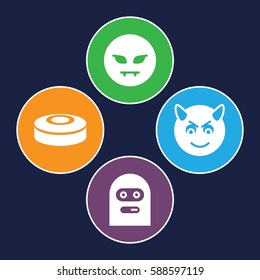 anger icons set. Set of 4 anger filled icons such as devil emot, thief emot