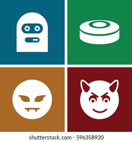 anger icons set. Set of 4 anger filled icons such as devil emot, thief emot