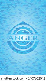 Anger light blue emblem with mosaic background