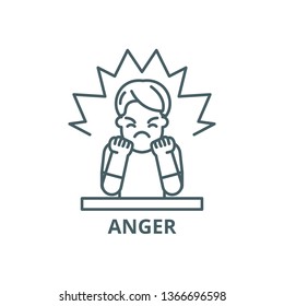 Anger line icon, vector. Anger outline sign, concept symbol, flat illustration