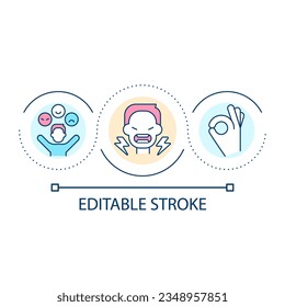 Anger loop concept icon. Emotional state. Accept and admit feelings. Psychological skill abstract idea thin line illustration. Isolated outline drawing. Editable stroke. Arial font used