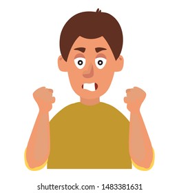 Anger man. The evil man expresses his negative emotions. Vector illustration on white background in cartoon style