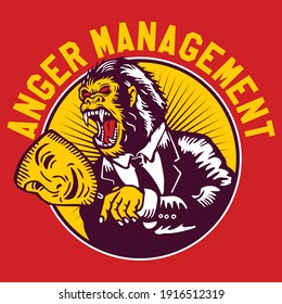 Anger Management King Kong Gorilla Vector Illustration