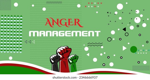 anger management raised hand banner green them.