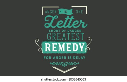 Anger is one letter short of danger, Greatest remedy for anger is delay