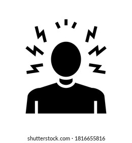 irritación problemas psicológicos glifo vector icono. signo de problemas psicológicos de ira. símbolo de contorno aislado ilustración negra