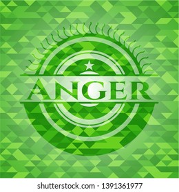 Anger realistic green mosaic emblem. Vector Illustration. Detailed.