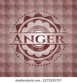 Anger red emblem with geometric pattern. Seamless. 