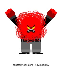Anger red face. Evil sign. Vector illustration
