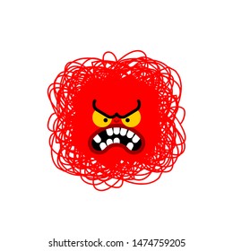 Anger red face. Evil sign. Vector illustration
