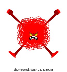 Anger red face. Evil sign. Vector illustration