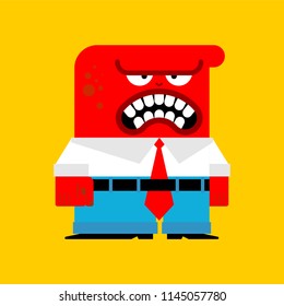 Anger red man. Evil worker. Angry red boss. Vector illustration
