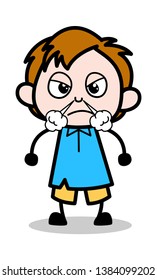 Anger - School Boy Cartoon Character Vector Illustration