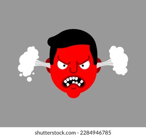 Anger smoke from ears. Concept of hate.