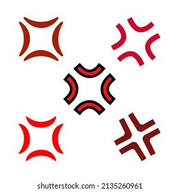 Anger Symbol Icon Collection Vector