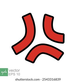 Anger symbol icon. Simple flat style. Red angry sign, cartoon emoticon sticker concept. Filled outline vector illustration isolated on white background. EPS 10.