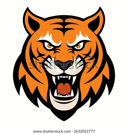 anger tiger face, animals head vector icon on white background
