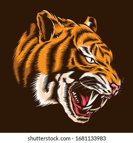 Anger Tiger Head Vector Illustration