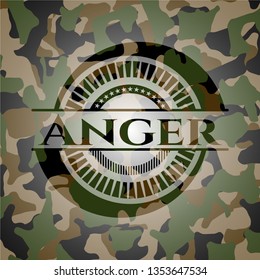 Anger written on a camouflage texture
