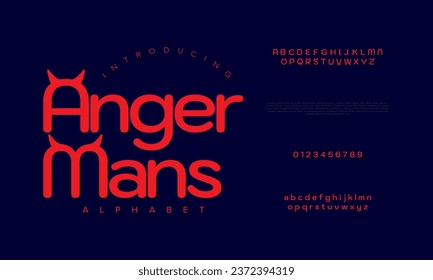 Angermans creative modern urban alphabet font. Digital abstract moslem, futuristic, fashion, sport, minimal technology typography. Simple numeric vector illustration