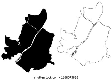 Angers City (French Republic, France) map vector illustration, scribble sketch City of Angers map