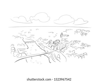 Angers France Europe vector sketch city illustration line art