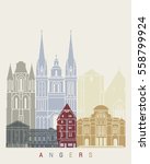 Angers skyline poster in editable vector file