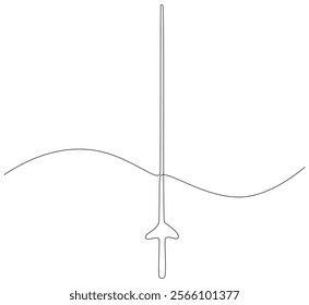 Anggar sword continuous line. Continuous one line drawing anggar sword. Sport, fight  concept. Single line drawing