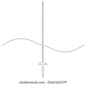 Anggar sword continuous line. Continuous one line drawing anggar sword. Sport, fight  concept. Single line drawing