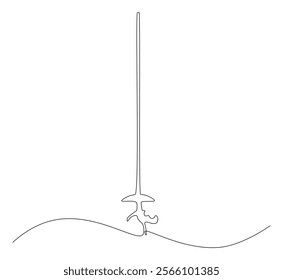 Anggar sword continuous line. Continuous one line drawing anggar sword. Sport, fight  concept. Single line drawing