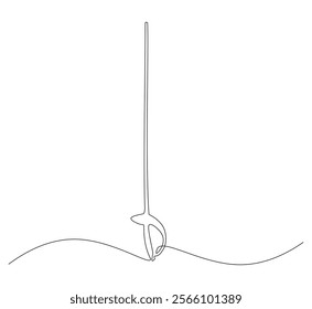 Anggar sword continuous line. Continuous one line drawing anggar sword. Sport, fight  concept. Single line drawing