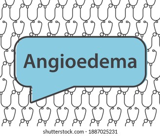 Angioedema medical concept on stethoscope pattern- vector illustration svg