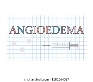 Angioedema word on checkered paper sheet- vector illustration svg