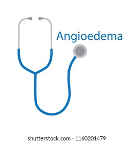 Angioedema word and stethoscope icon- vector illustration svg