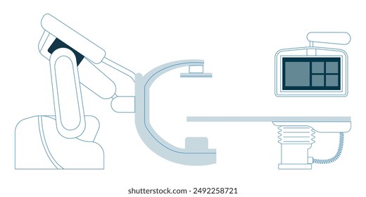 Angiography Procedure. Medical Equipment. Modern Flat Vector Concept Illustration. Landing Page Design Template. Website Banner.